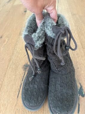 Women's Faux-Fur Knit Pull-On Ankle Booties - gray
